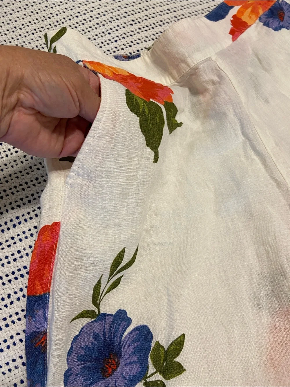 Joie 100% Linen Wide Leg Crop Floral Botanical Hi Rise Pants Size Large